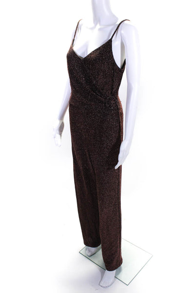 Donna Morgan Womens Brown Rose Gold Shimmer Jumpsuit Size 0 13207471