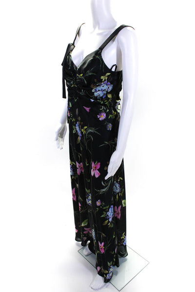 Jill Jill Stuart Womens Black Dark Floral Ruched Gown Size 6 12221917