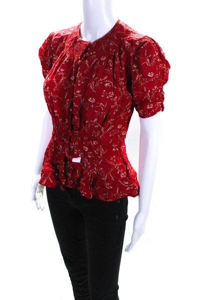Polo Ralph Lauren Womens Red Red Floral Peplum Top Size 2 14146550
