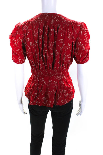 Polo Ralph Lauren Womens Red Red Floral Peplum Top Size 2 14146550