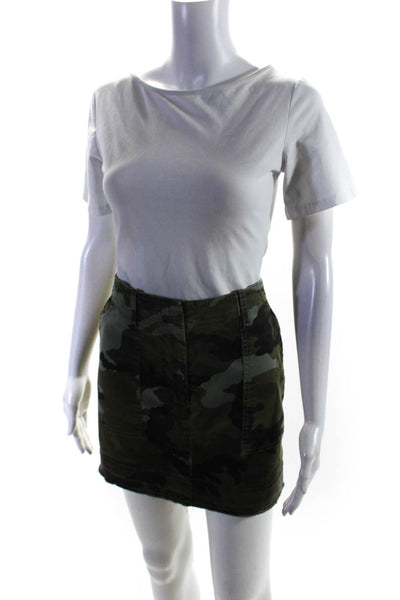 Nili Lotan Womens Camouflage Print Mini Skirt Brown Green Cotton Size 8
