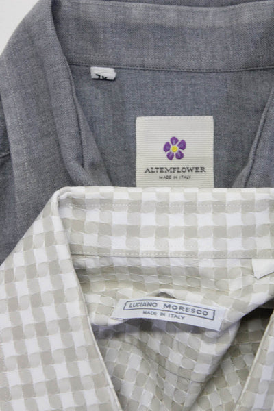 Luciano Moresco Altemflower Mens Textured Spot Button Tops Gray Size L XL Lot 2