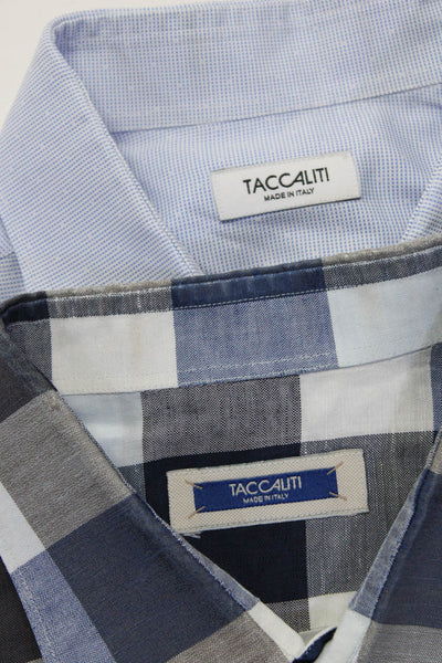 Taccaliti Mens Check Print Striped Buttoned Collared Tops Blue Size XL 44 Lot 2
