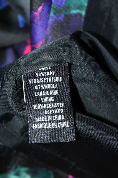 Tibi Womens Silk Floral Print Back Zipped Cap Sleeve Darted Dress Black Size 6