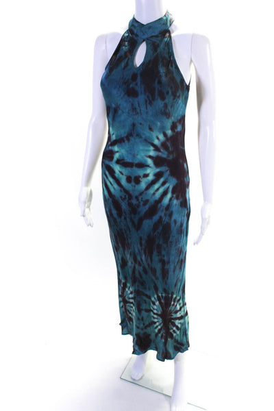 YFB Women's Sleeveless Tie-Dye Print Halter Neck Dress Multicolor Size S