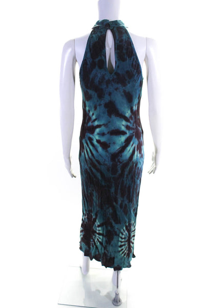 YFB Women's Sleeveless Tie-Dye Print Halter Neck Dress Multicolor Size S