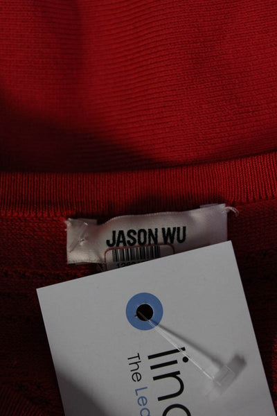 Jason Wu Womens Red Pointelle Long Sleeve Dress Size 10 12624279