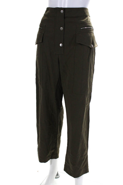 3.1 Phillip Lim Womens Green Wool Snap Cargo Pants Size 8 12716068