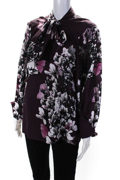 Natori Womens Purple Purple Floral Button Down Size 12 13101728