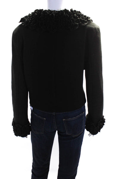 D&G Dolce & Gabbana Womens Long Sleeve Ruffled Collar Blazer Black Size 48