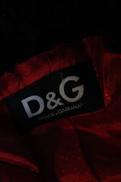 D&G Dolce & Gabbana Womens Long Sleeve Ruffled Collar Blazer Black Size 48