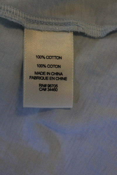 Rebecca Taylor Womens Cotton Ruffled Short Sleeve T-Shirt Top Light Blue Size S