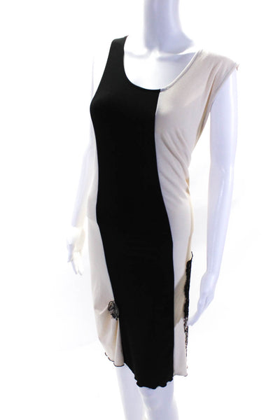 Lee Andersen Womens Striped Lace Sleeveless Tank Top Dress Cream Black Size 3X