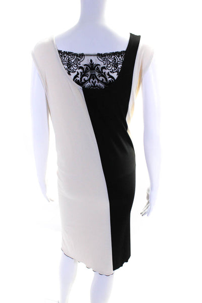 Lee Andersen Womens Striped Lace Sleeveless Tank Top Dress Cream Black Size 3X