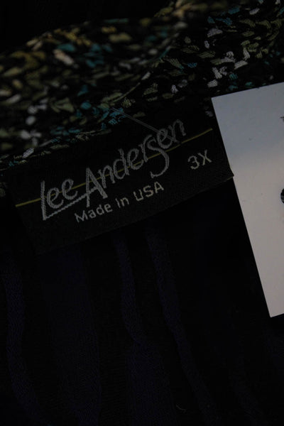 Lee Andersen Womens Striped Plaid Long Sleeved Sheath Dress Purple Black Size 3X