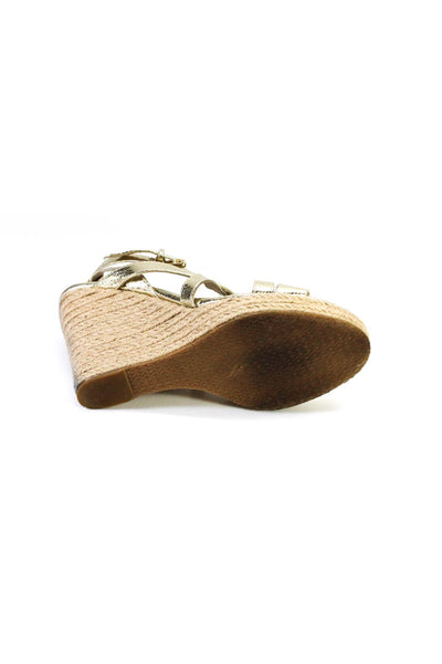 Michael Michael Kors Womens Espadrille Wedge Sandals Gold Size 10 Medium