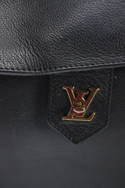 Louis Vuitton Womens Top Handle LV Logo Lock Me Flap Shoulder Handbag Black
