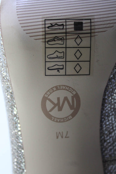 Michael Michael Kors Womens Metallic Glitter Peep Toe Stiletto Heels Gold Size 7