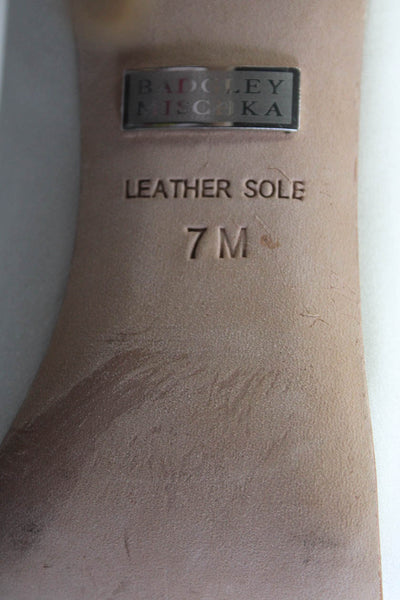 Badgley Mischka Womens Leather Peep Toe Rhinestone Stiletto Heels Ivory Size 7