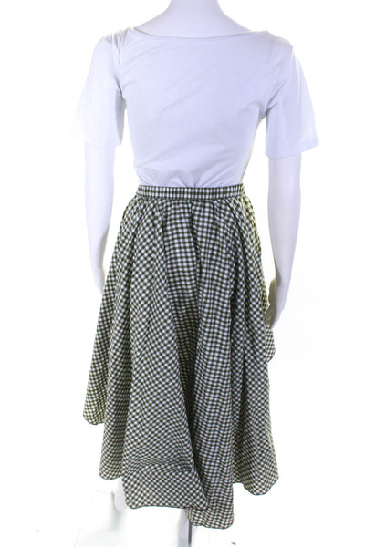 Caroline Constas Womens Green Checker Cotton Pull On Hi-Low Skirt Size S/M