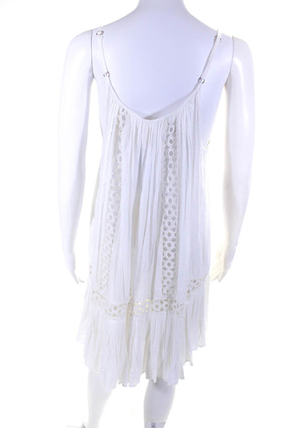 Elan Women's Scoop Neck Spaghetti Straps Mini Dress White Size Large