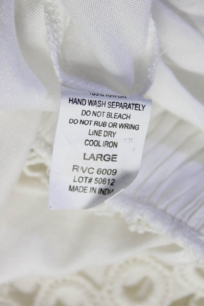 Elan Women's Scoop Neck Spaghetti Straps Mini Dress White Size Large