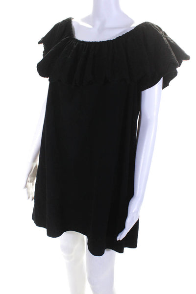 Giogcam Women's Ruffle Off The Shoulder Mini Dress Black Size L