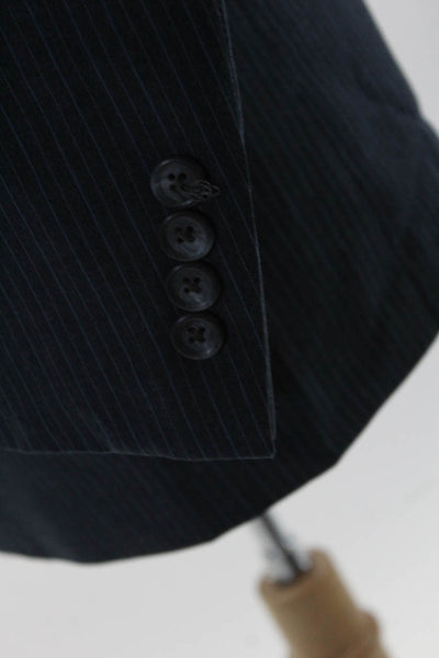 Hart Schaffner Marx Mens Blue Wool Striped Two Button Long Sleeve Blazer Size 40