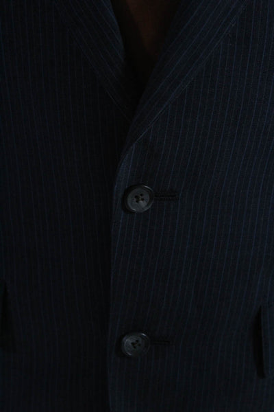 Hart Schaffner Marx Mens Blue Wool Striped Two Button Long Sleeve Blazer Size 40