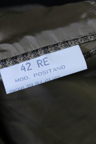Vito Ruffolo Mens Brown Silk Textured Two Button Long Sleeve Blazer Size 42R