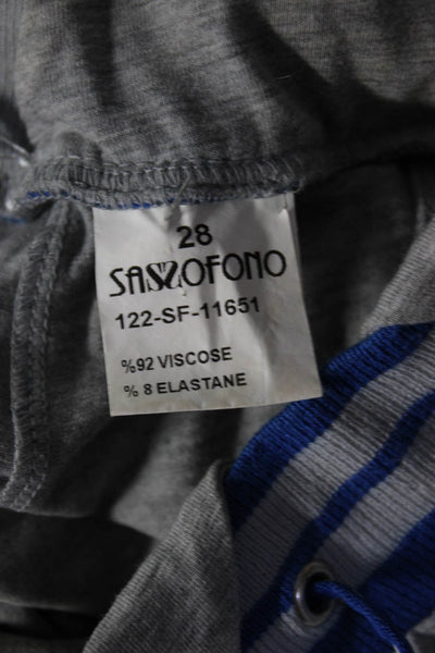 Sassofono Womens Elastic Textured Tapered Drawstring Sweatpants Gray Size 28