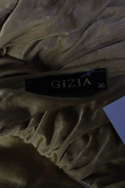 Gizia Womens Silk Sleeveless Open Back Rhinestone Trim Blouse Top Gold Size 36