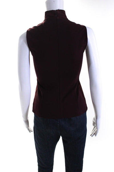 Theory Womens Back Zip Sleeveless Mixed Media Suede Top Red Size Small
