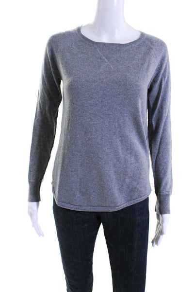 360 Cashmere Womens Pullover Scoop Neck Knit Sweatshirt Gray Cotton Size XS