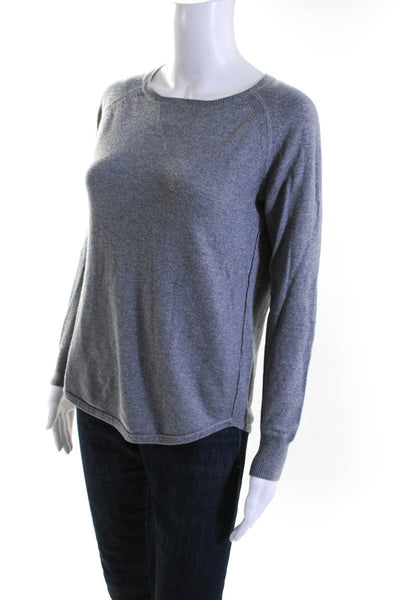 360 Cashmere Womens Pullover Scoop Neck Knit Sweatshirt Gray Cotton Size XS