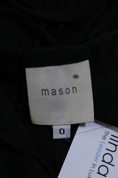 Mason Womens Spaghetti Strap V Neck Lace Trim Silk Top Black Size 0