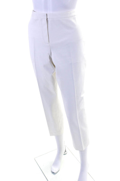 Theory Womens Creased Classic Skinny Leg Pants White Cotton Size 10