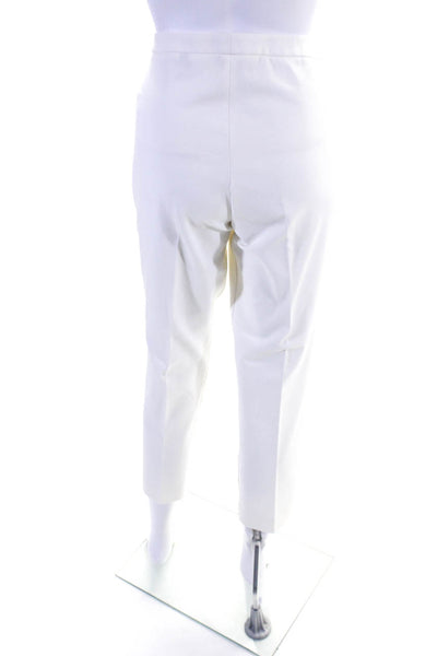 Theory Womens Creased Classic Skinny Leg Pants White Cotton Size 10