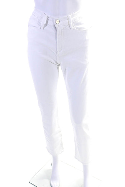 Frame Denim Womens High Rise Straight Leg Jeans White Cotton Size 30