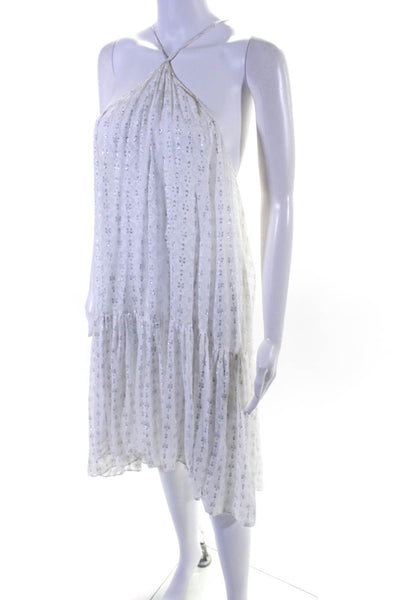 Zara Women's Spaghetti Straps Tiered Mini Dress White Size M