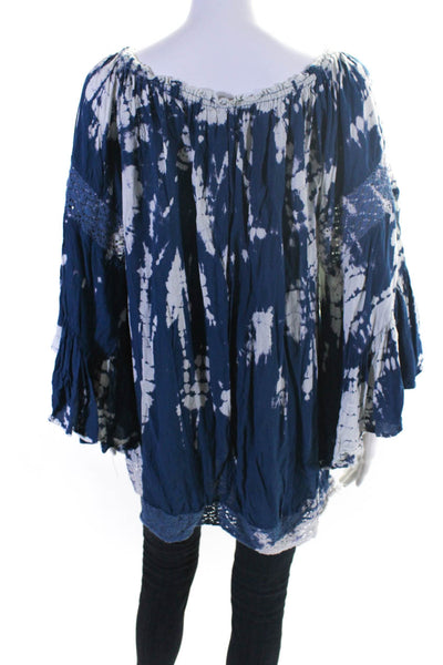 Surf Gypsy Women's Off The Shoulder Long Sleeves Tunic Blouse Tie Dye Size L