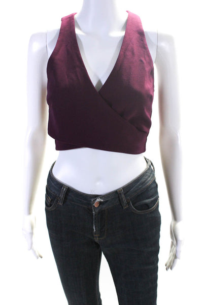 Likely Women's V-Neck Sleeveless Wrap Crop Top Burgundy Size 4