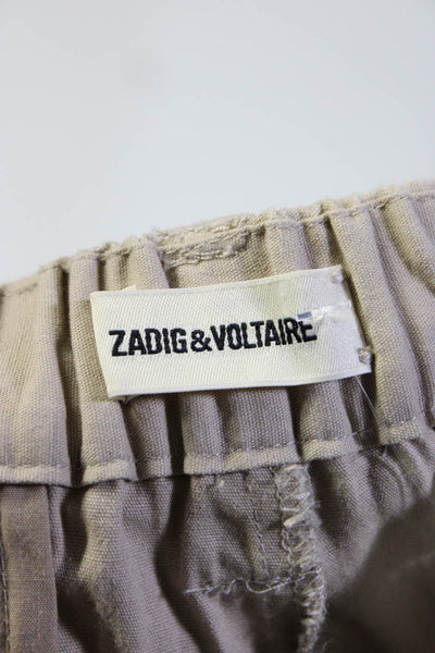 Zadig & Voltaire Womens  Cotton Side Striped Straight Leg Pants Beige Size 38