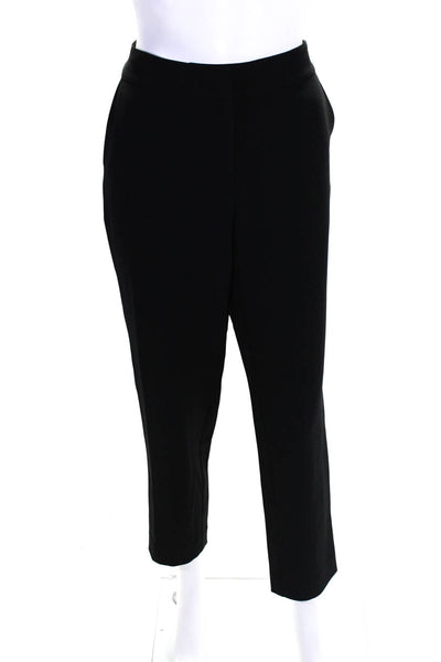 St. John Caviar Womens Mid-Rise Flat Front Straight Leg Dress Pants Black Size 4