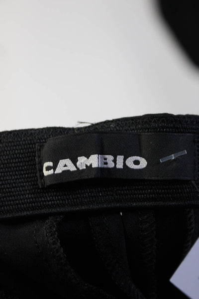 Cambio Womens Low-Rise Top Stitch Straight Leg Dress Trousers Pants Black Size 6