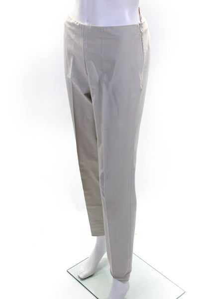 Prada Womens Pleated Front Side Zip Straight Leg Dress Trousers Khaki Size 42