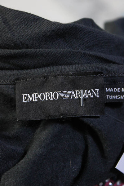 Emporio Armani Womens Cotton Jersey Knit Bow Graphic Print Shirt Gray Size 42
