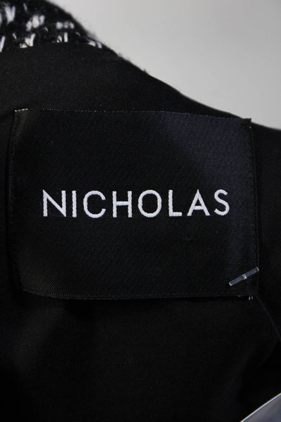 Nicholas Womens Cotton Textured Striped Frayed Zip Long Sleeve Blazer Red Size 0