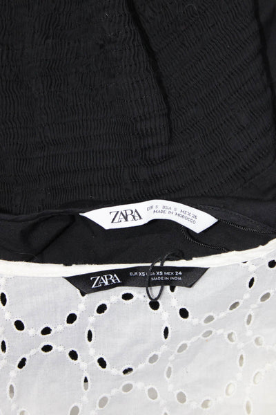 Zara Womens Textured Ruched Pleat Battenberg Lace Dresses Black Size XS S Lot 2