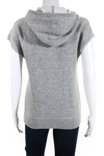 Michael Kors Collection Womens Graphic Surf Hooded Shirt Gray Cotton Size XS